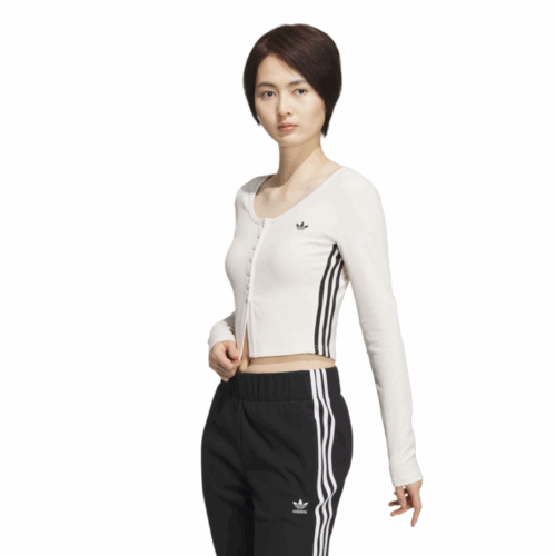 Damski top Adidas bluza na guziki biała