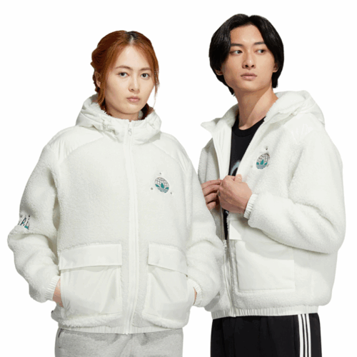 Kurtka polar Adidas unisex kaptur biała