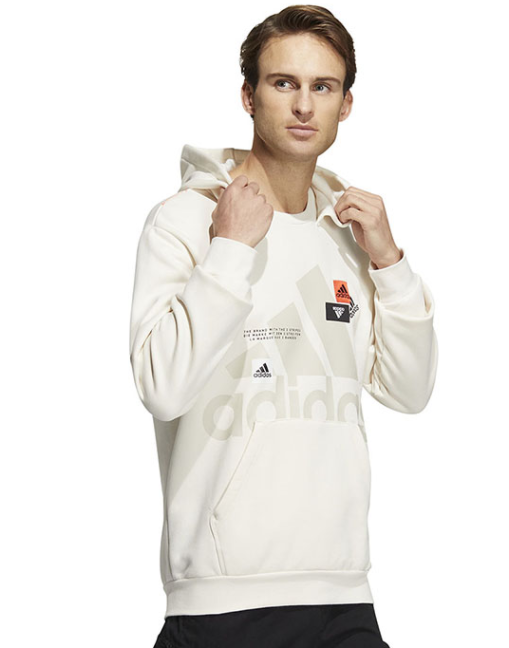 Bluza męska Adidas kangurka kaptur biała - obrazek 2