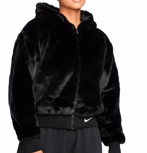 Kurtka polar damski Nike Essential Faux Fur black