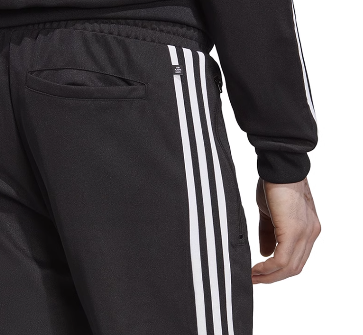 Spodnie dresowe męskie Adidas 3paski czarne - obrazek 2