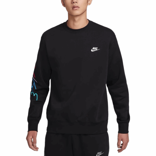 Bluza męska Nike logo Club Fleece bawełna czarna