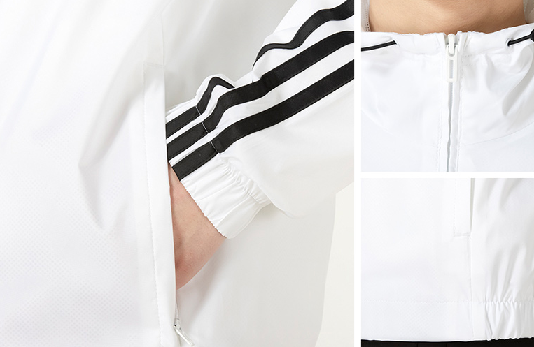 Kurtka wiatrówka Adidas Essentials z kapturem biała - obrazek 4