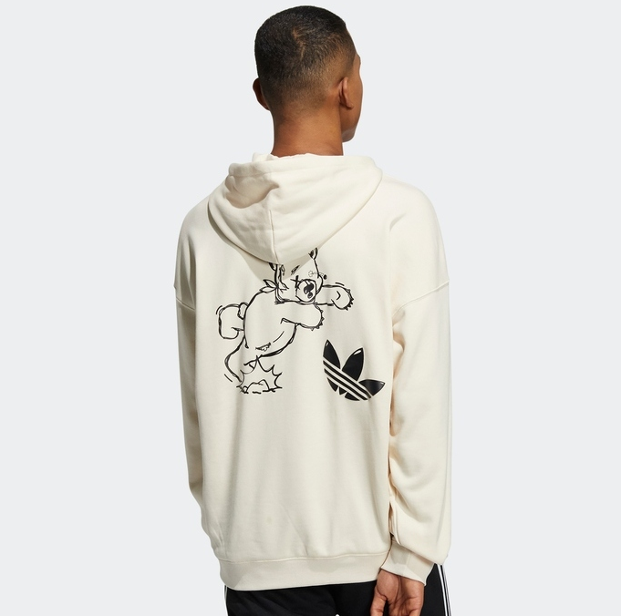 Bluza Adidas Originals Bear z kapturem ecru - obrazek 2