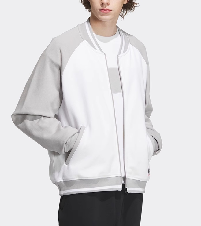 Bluza męska Adidas Bomber Jacket white-gray - obrazek 2