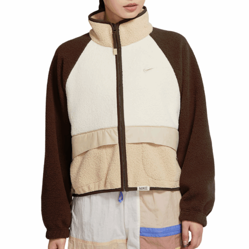 Kurtka polar damski Nike NSW JKT brązowa ecru