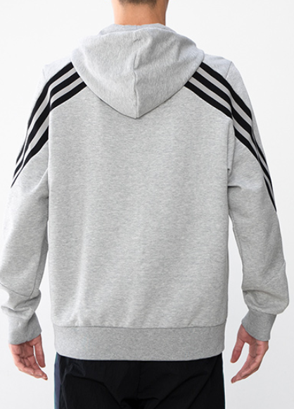 Bluza Adidas 3-Stripes z kapturem szara - obrazek 4