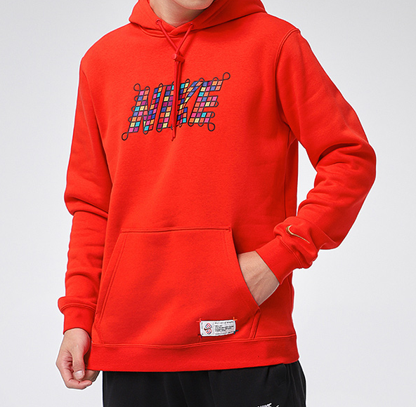 Bluza Nike mozaika czerwona z kapturem - obrazek 6