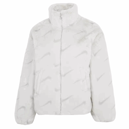 Kurtka polar damski Nike NSW z futrem white