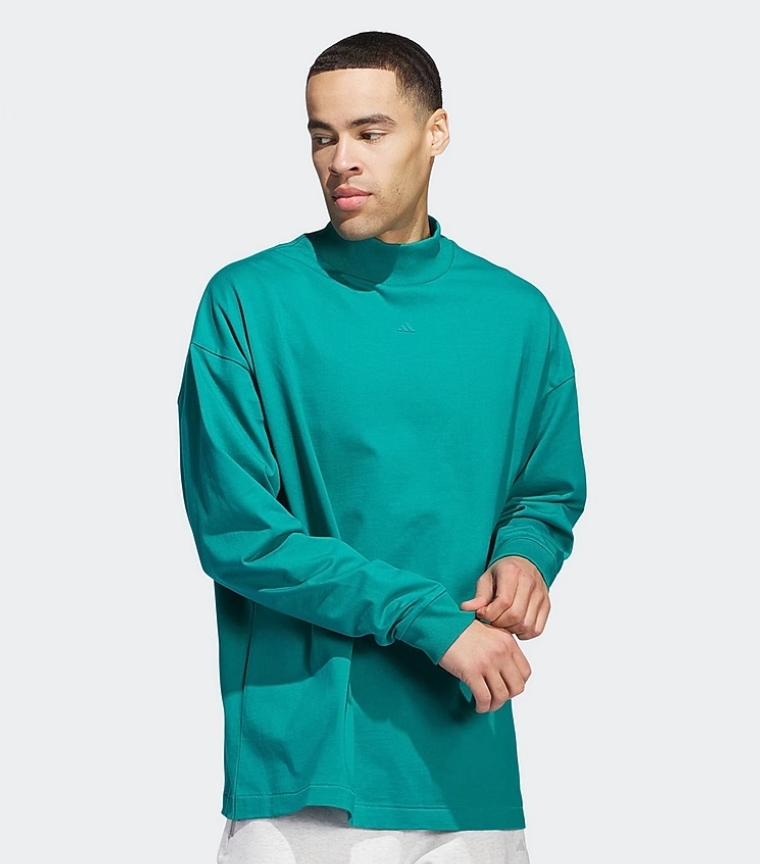 Bluza męska Adidas Basketball long sleeve zielona - obrazek 4