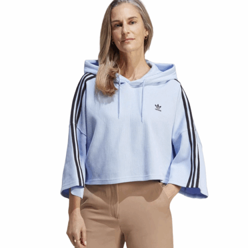 Bluza damska Adidas Crop kaptur niebieska