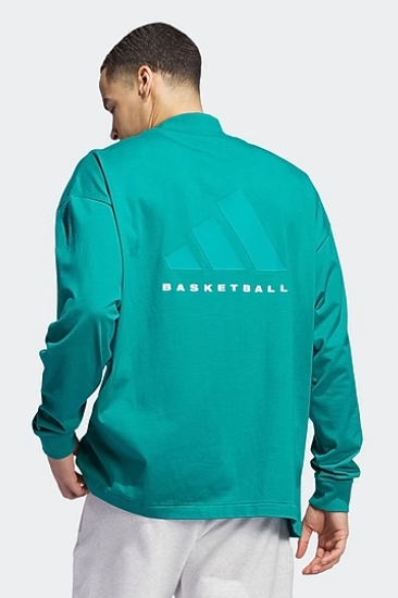 Bluza męska Adidas Basketball long sleeve zielona - obrazek 3