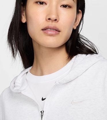 Bluza damska Nike French Terry rozpinana biała - obrazek 4