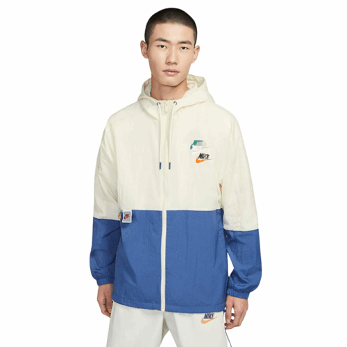 Kurtka Nike kreszowa na zamek z kapturem beżowo niebieska