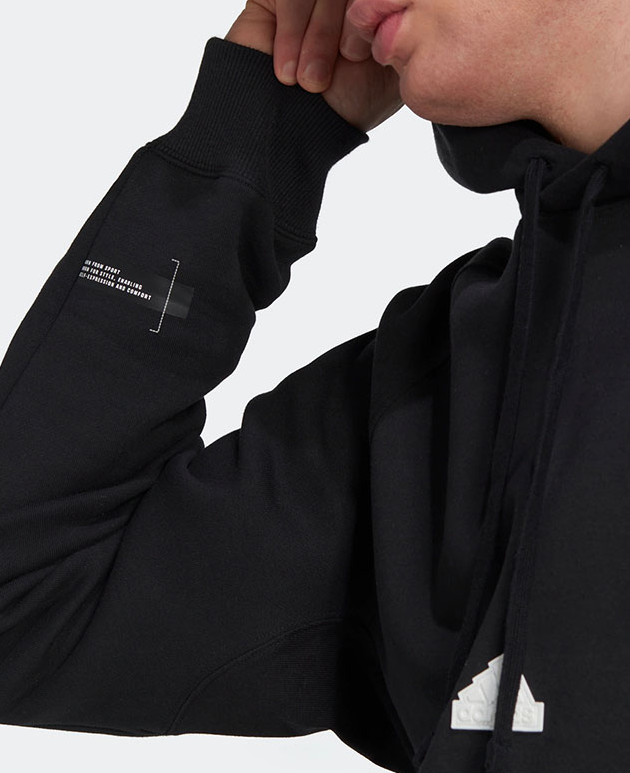 Bluza Adidas Fleece Hoodie kaptur czarna - obrazek 4