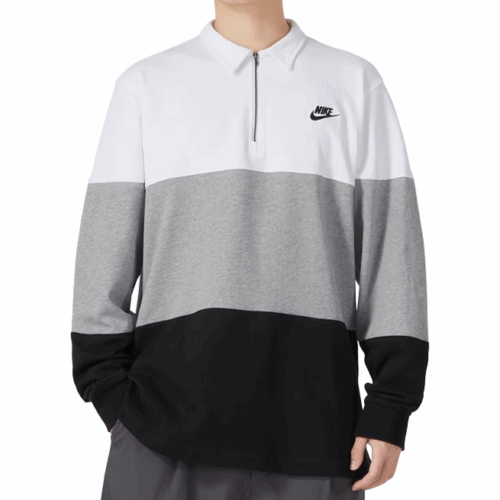 Bluza męska Nike Club+ kołnierzyk white grey black