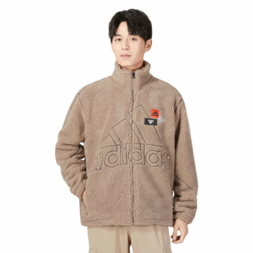 Bluza polarowa męska Adidas logo brązowy