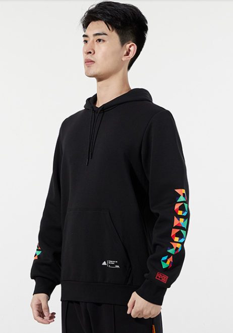 Bluza Adidas China z kapturem logo czarna - obrazek 2