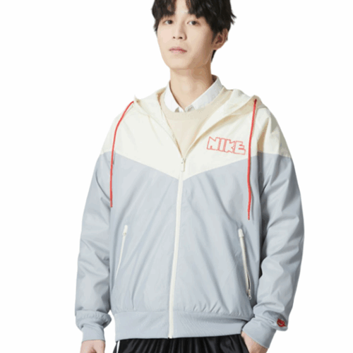 Kurtka męska Nike wiatrówka z kapturem szara