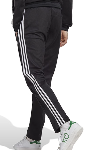 Spodnie dresowe męskie Adidas 3paski czarne - obrazek 4