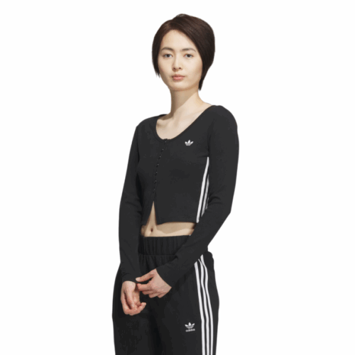 Damski top Adidas bluza na guziki czarna