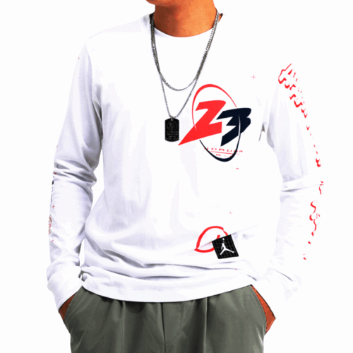 Bluzka Nike Jordan duże logo długi rękaw biała